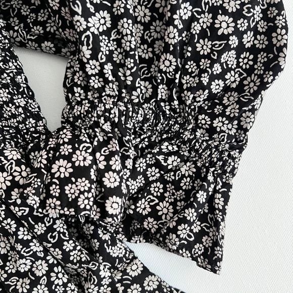 Madewell Lucie Smocked Floral Mini Dress Floral Black M - Picture 7 of 7